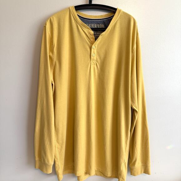Weatherproof Vintage Men's Soft Long Sleeve Yellow Jersey Shirt Henley Size XXL - Picture 1 of 10